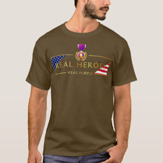Military Purple Heart Real Heroes Wear Purple T-Shirt