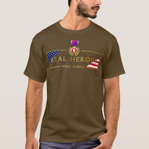 Military Purple Heart Real Heroes Wear Purple  T_Shirt