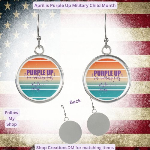 Military Purple Up Earrings