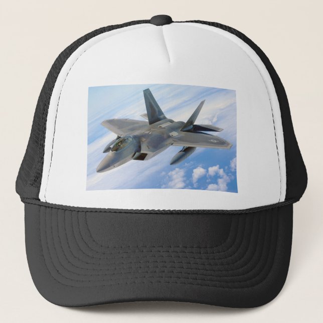 military raptor airplane fighter trucker hat (Front)