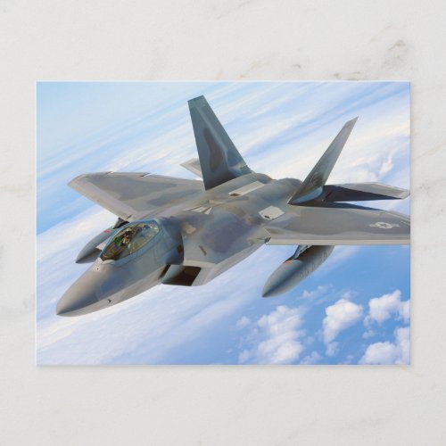 Military raptor fighter jet postcard