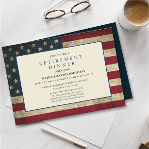 Military Red White and Blue Retirement Invitation