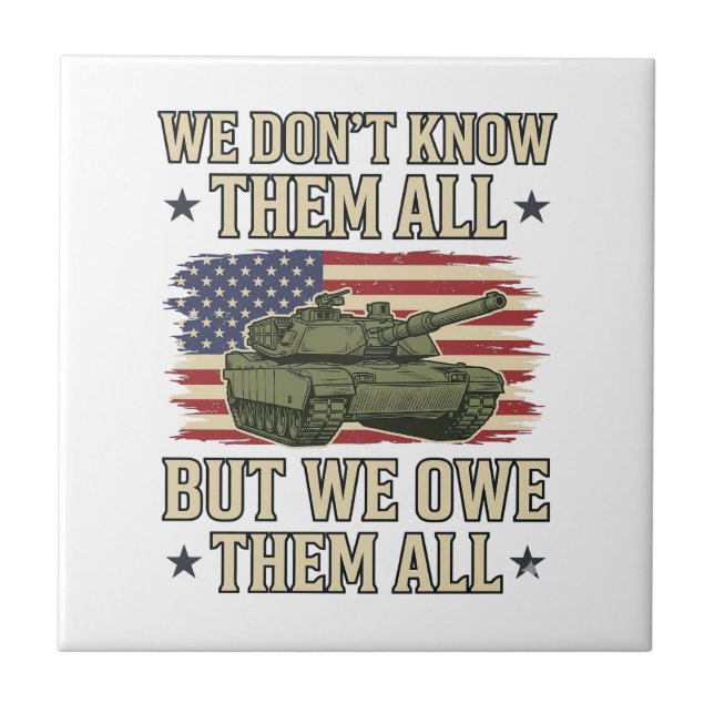 Military Remembrance Tank Patriotic Shirt Design_1 Ceramic Tile (Front)