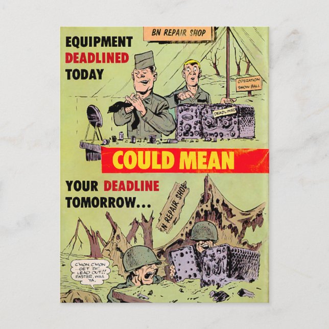 Military Repairs Postcard (Front)