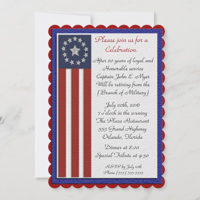 Military Retirement all branches Invitation (Front)