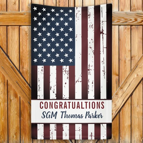 Military Retirement American Flag Party  Banner