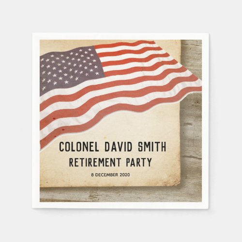 Military Retirement, Army,  Cocktail Paper Napkins