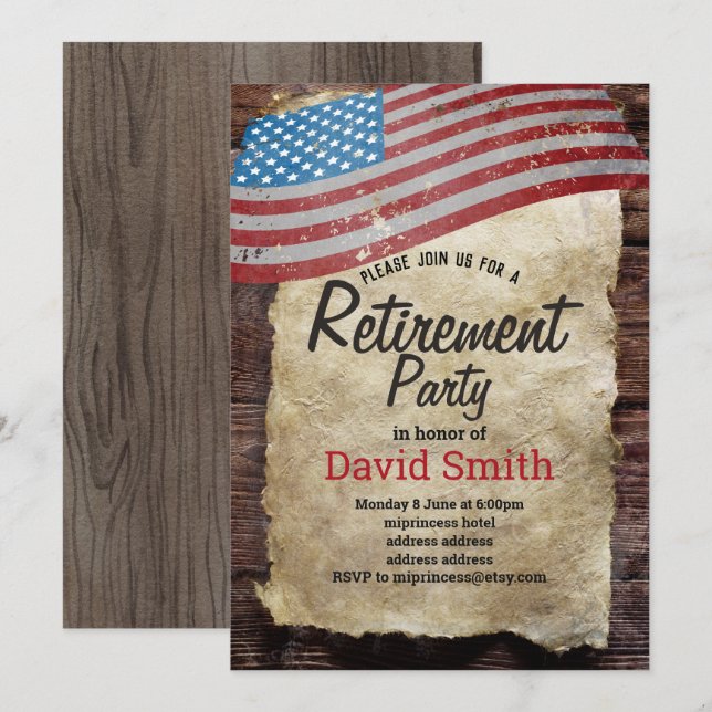 Military Retirement, Army,  retirement party Invit Invitation (Front/Back)