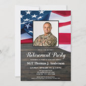 Military Retirement Custom Photo American Flag Inv Invitation (Front)