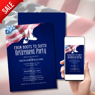 MILITARY RETIREMENT From Boots to Suits US Flag Invitation