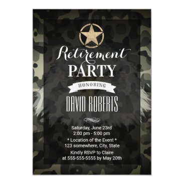 Military Retirement Gold Army Star Camouflage Invitation Military Retirement Gold Army Star Camouflage Invitation