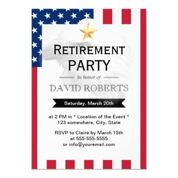 Military Retirement Gold Star Eagle & US Flag Invitation Military Retirement Gold Star Eagle & US Flag Invitation