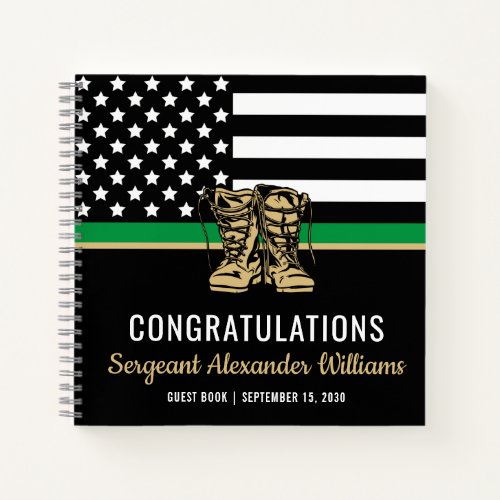 Military Retirement Green Flag Army Guest Book