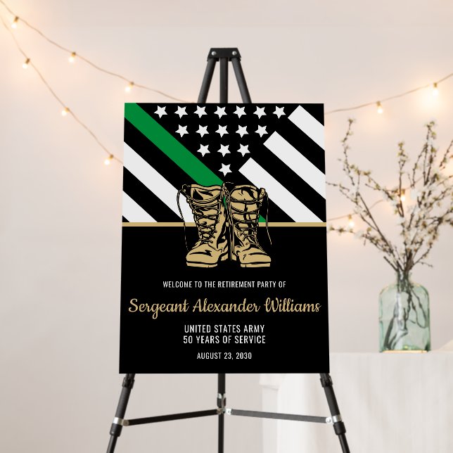 Military Retirement Green Line Flag Patriotic Army Foam Board (In Situ (Stand))