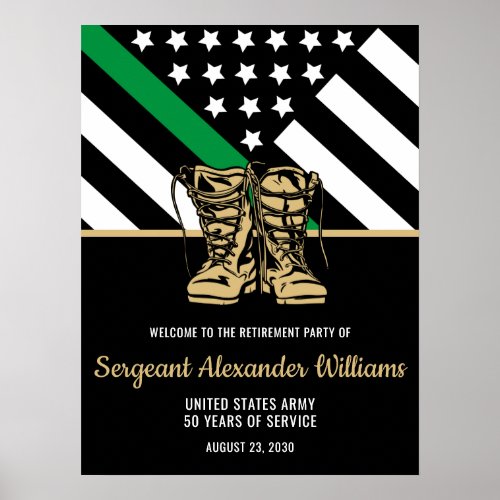 Military Retirement Green Line Flag Patriotic Army