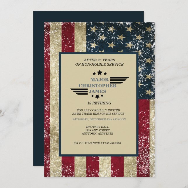 Military Retirement  Invitation (Front/Back)