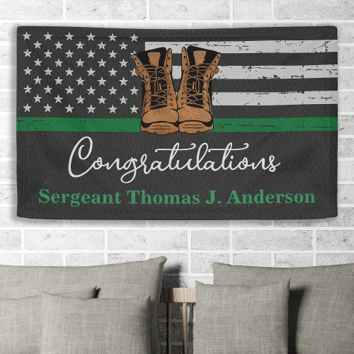 Military Retirement Leather Thin Green Line Army  Banner