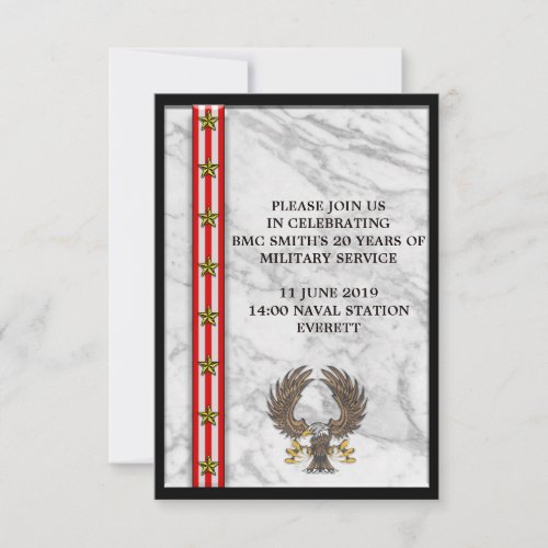 Military Retirement Mable plaque Invitation