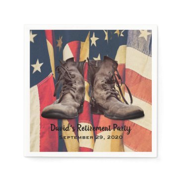 Military Retirement Old Boots American Flag Napkin Military Retirement Old Boots American Flag Napkin