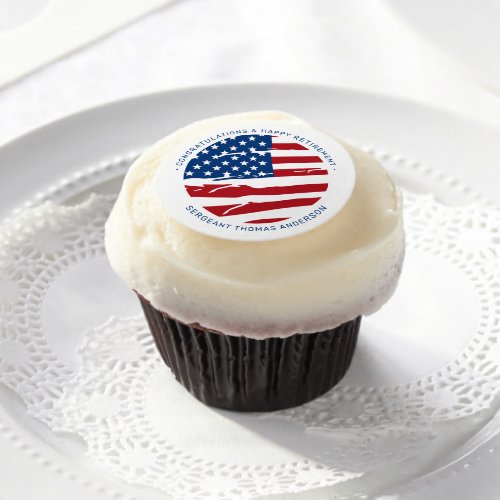 Military Retirement Party American Flag Patriotic Edible Frosting Rounds