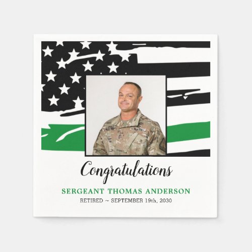 Military Retirement Party Custom Photo Green Flag