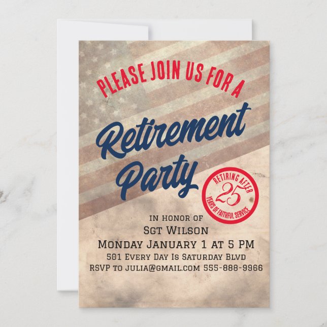 Military Retirement Party Invitation (Front)