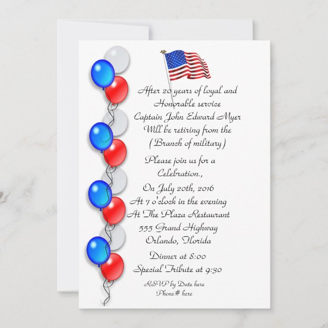 Military retirement party Invitation (Front)