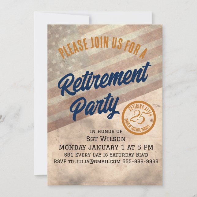 Military Retirement Party Invitation (Front)
