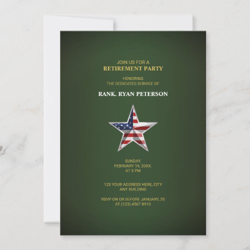 Military Retirement Party - Patriotic Star Green