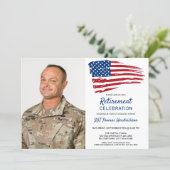 Military Retirement Party Photo USA American Flag  Invitation (Standing Front)