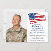 Military Retirement Party Photo USA American Flag  Invitation (Front)