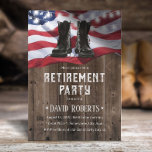Military Retirement Party Rustic Wood USA Flag Invitation