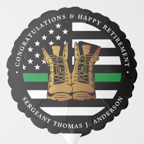 Military Retirement Party Thin Green Line Boots Balloon