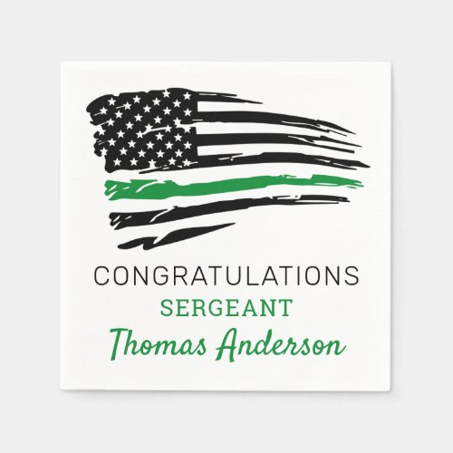 Military Retirement Party Thin Green Line Flag  Napkins