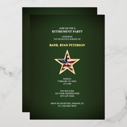 Military Retirement Party - USA Star Green Invite
