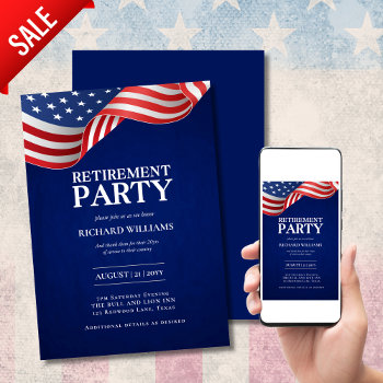 Military Retirement Patriotic Us Flag Template by invitationz at Zazzle