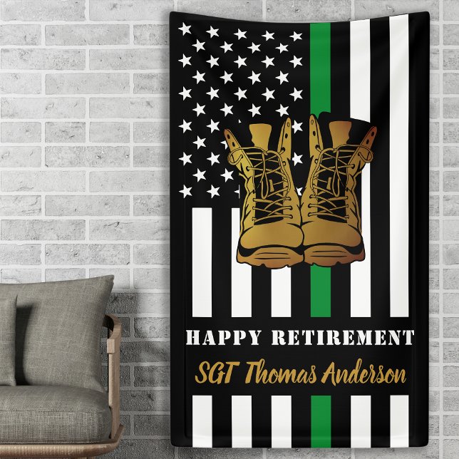 Military Retirement Personalized Thin Green Line  Banner (Creator Uploaded)