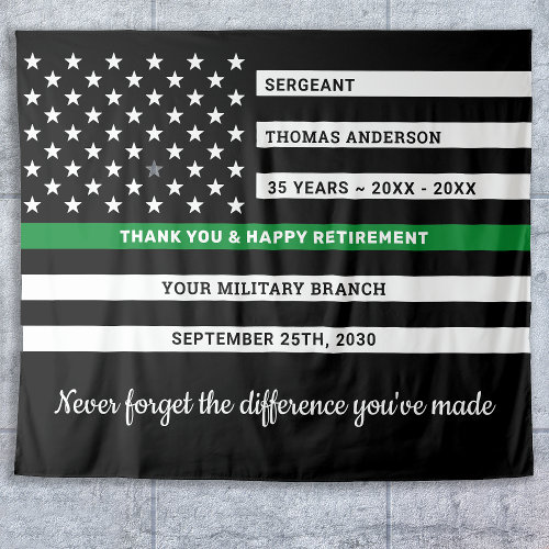 Military Retirement Personalized Thin Green Line Tapestry