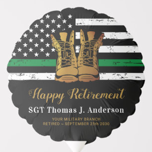 Military Retirement Thin Green Line Army Boots Balloon