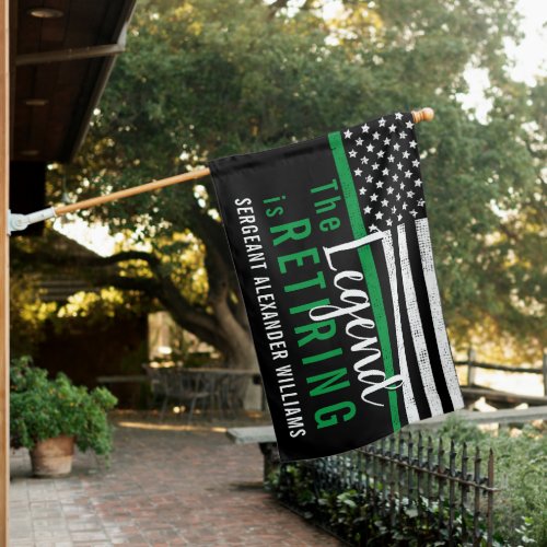 Military Retirement Thin Green Line Army House Flag