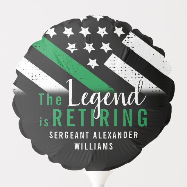 Military Retirement Thin Green Line Flag Army Balloon (Front)