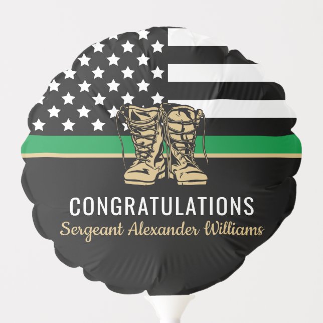 Military Retirement Thin Green Line Flag Army Balloon (Front)