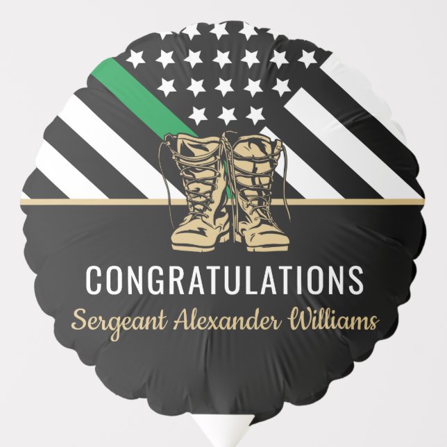 Military Retirement Thin Green Line Flag Army Balloon (Front)