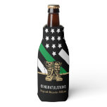 Military Retirement Thin Green Line Flag Army Bottle Cooler