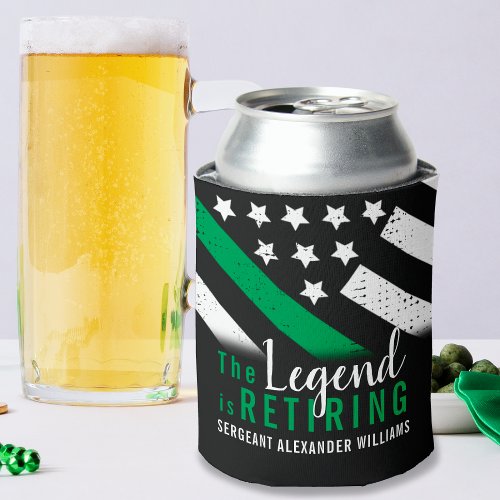 Military Retirement Thin Green Line Flag Army Can Cooler