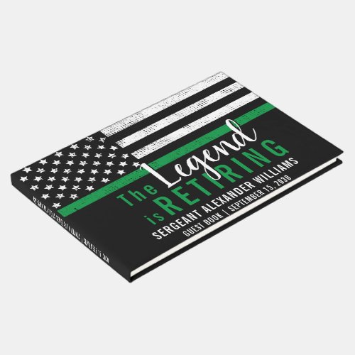 Military Retirement Thin Green Line Flag Army Guest Book