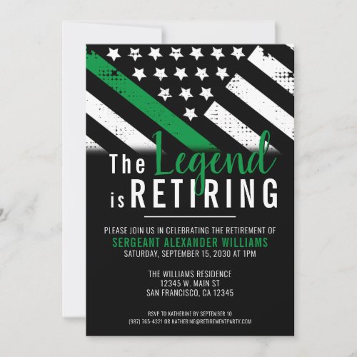 Military Retirement Thin Green Line Flag Army
