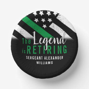 Military Retirement Thin Green Line Flag Army Paper Bowls