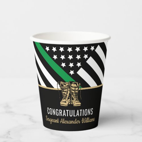 Military Retirement Thin Green Line Flag Army Paper Cups