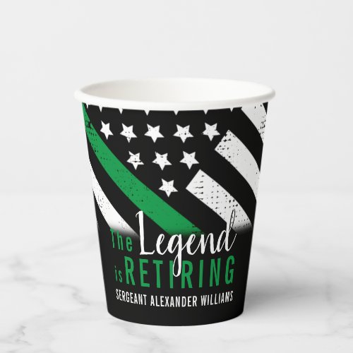 Military Retirement Thin Green Line Flag Army Paper Cups